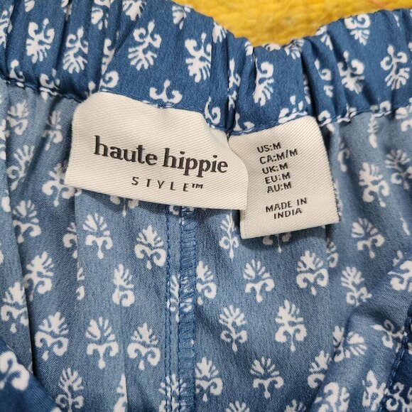 HAUTE HIPPIE STYLE Patchwork Notched Cropped Short Pajama Set Medium - Picture 6 of 8